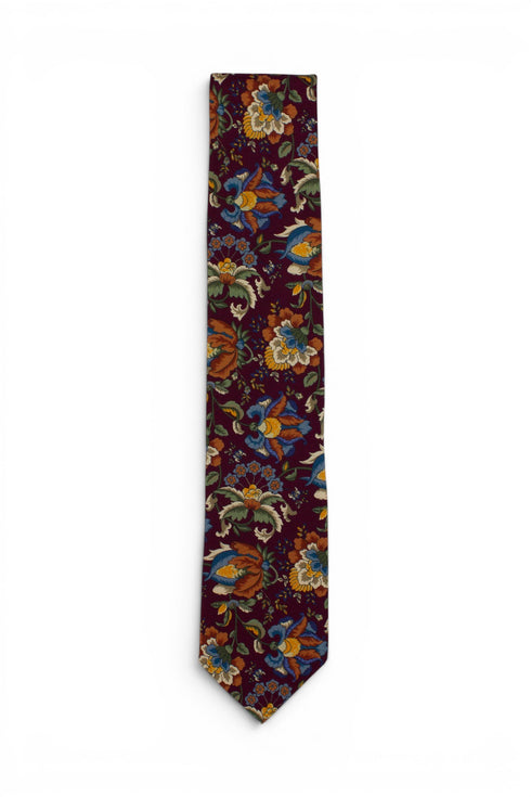 Maroon Floral Silk Tie