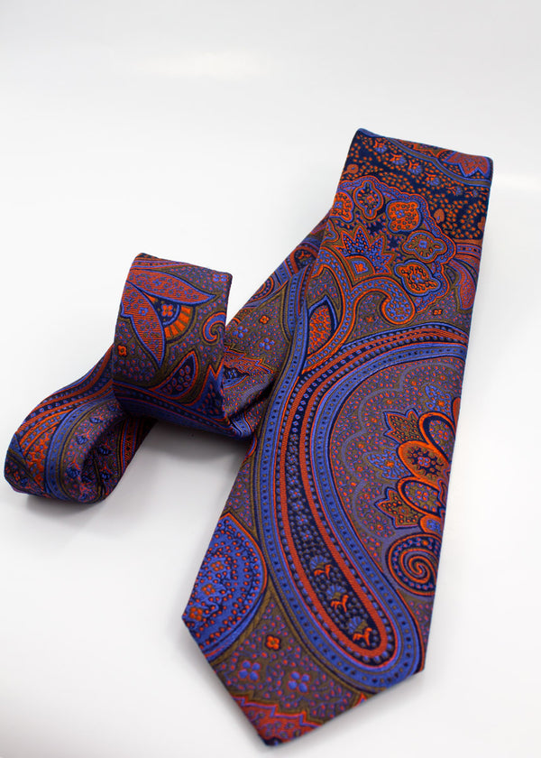 Paisley Silk Jacquard Tie - Orange