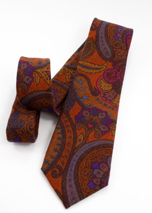 Paisley Wool Tie - Orange