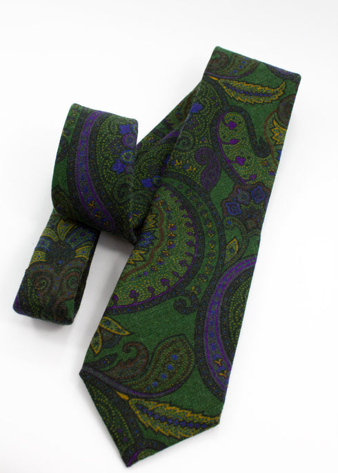 Paisley Wool Tie - Green