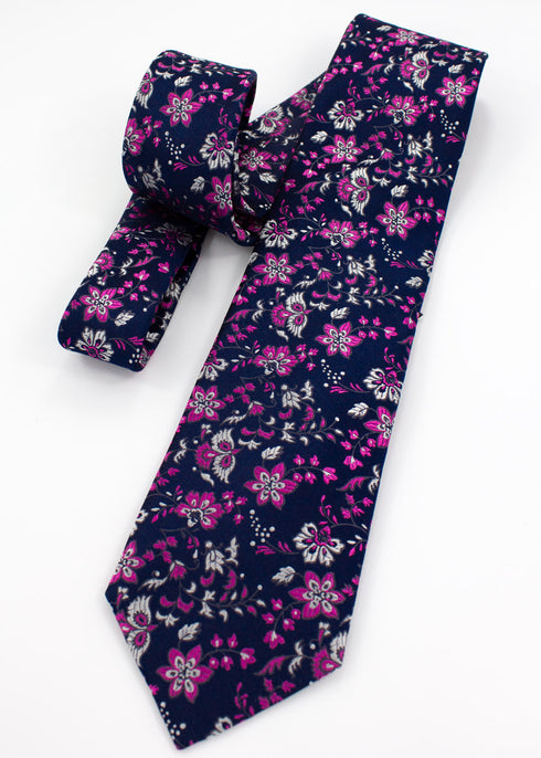 Floral Silk Jacquard Tie - Pink