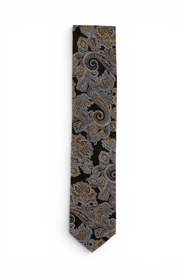 Paisley Silk Tie - Brown