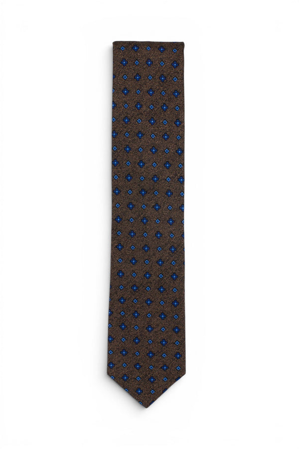 Geometric Silk Tie - Brown