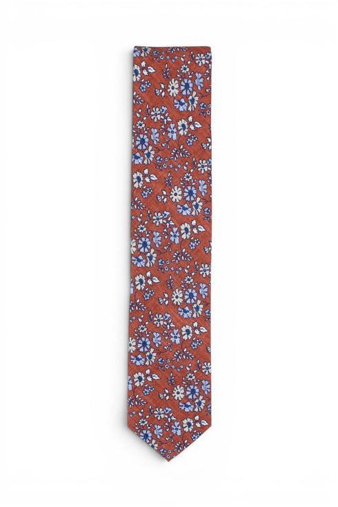 Floral Silk Tie - Orange