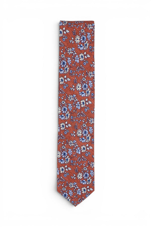 Floral Silk Tie - Orange