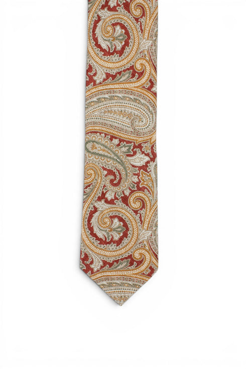 Paisley Silk Tie - Orange