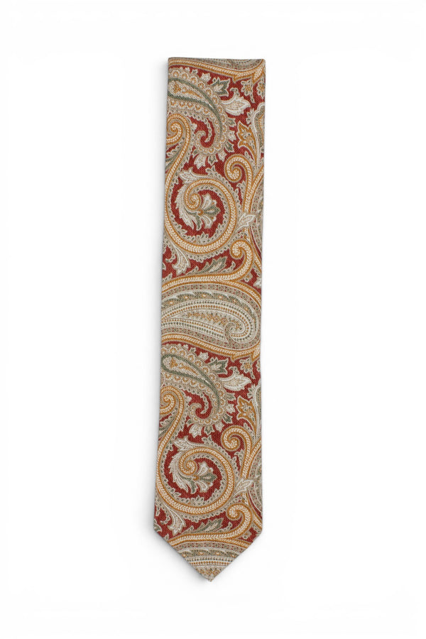 Paisley Silk Tie - Orange