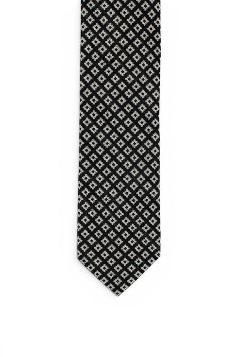 Geometric Silk Tie - Black