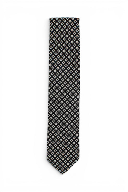 Geometric Silk Tie - Black