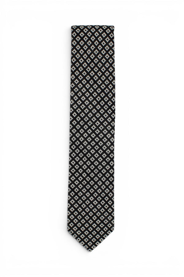 Geometric Silk Tie - Black