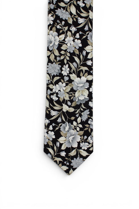 Floral Silk Tie - Black