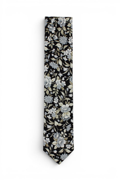 Floral Silk Tie - Black