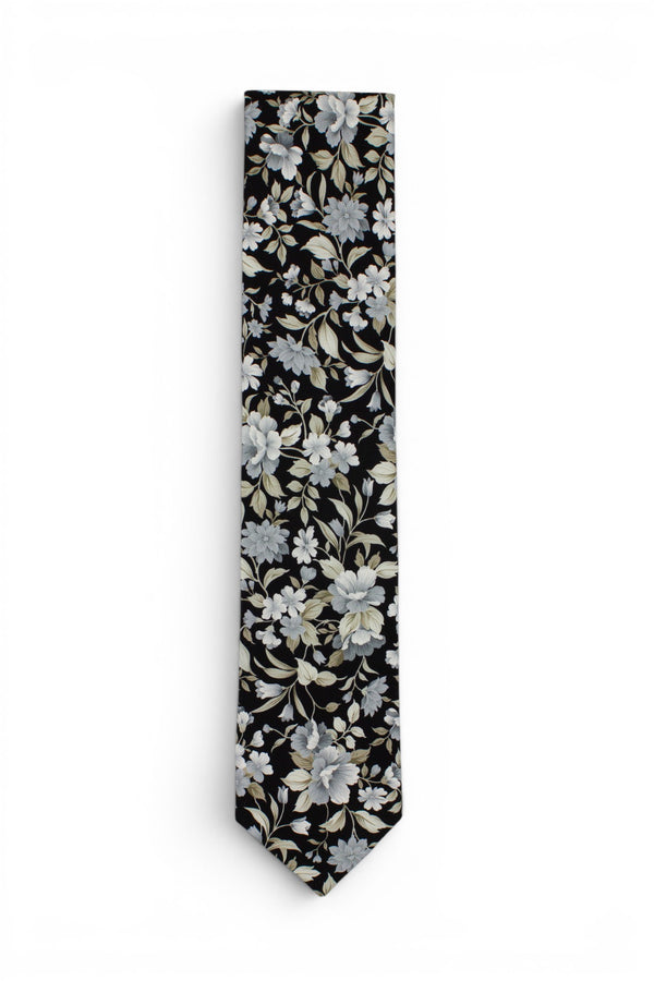 Floral Silk Tie - Black