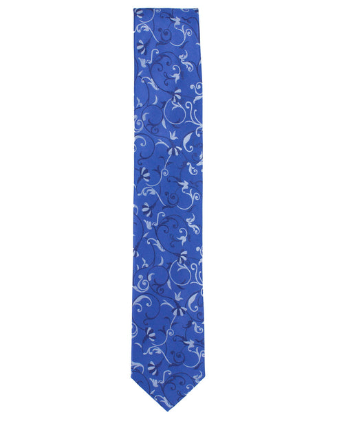 Blue Patterned Silk Tie
