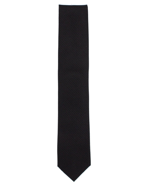 Textured Black Silk Tie