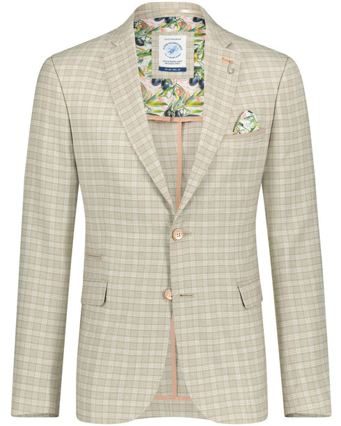 Sand Linen Check Blazer