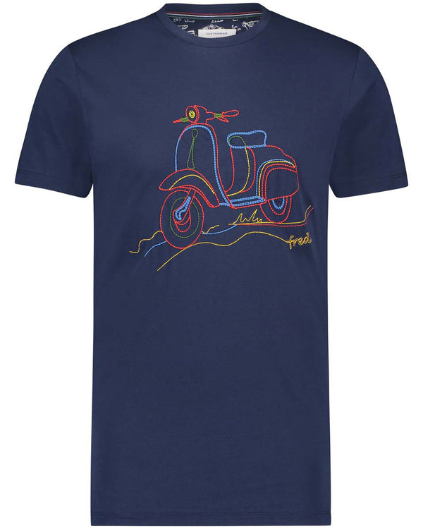Stitched Scooter Navy T-Shirt
