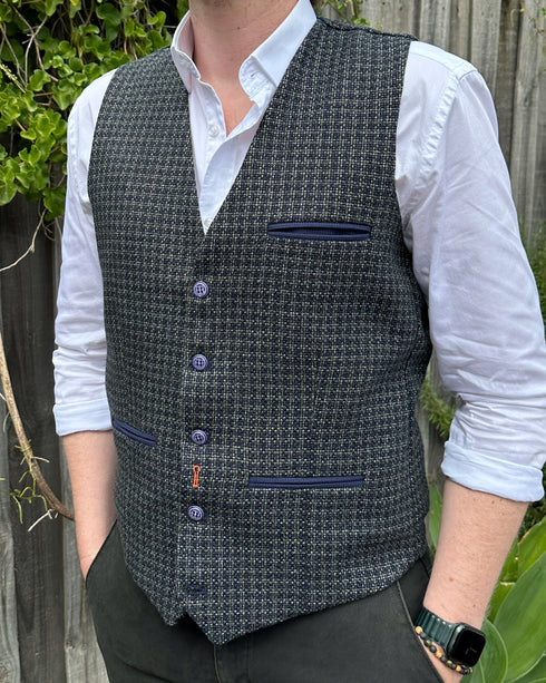 Green Small Check Waistcoat