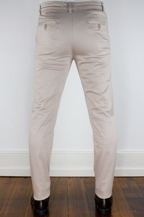 Beige Cotton Stretch Chino