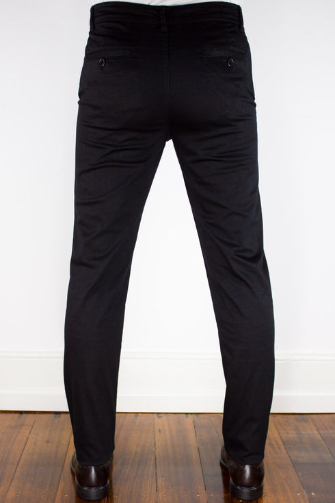 Black Cotton Stretch Chino