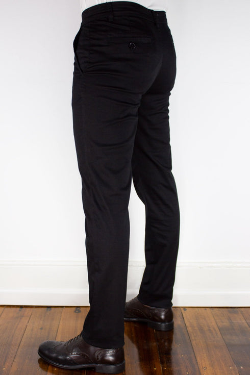 Black Cotton Stretch Chino