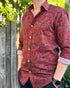 Rust Floral Cotton-Linen Shirt