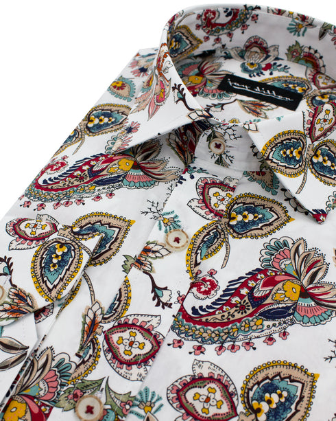 White Paisley Print Shirt