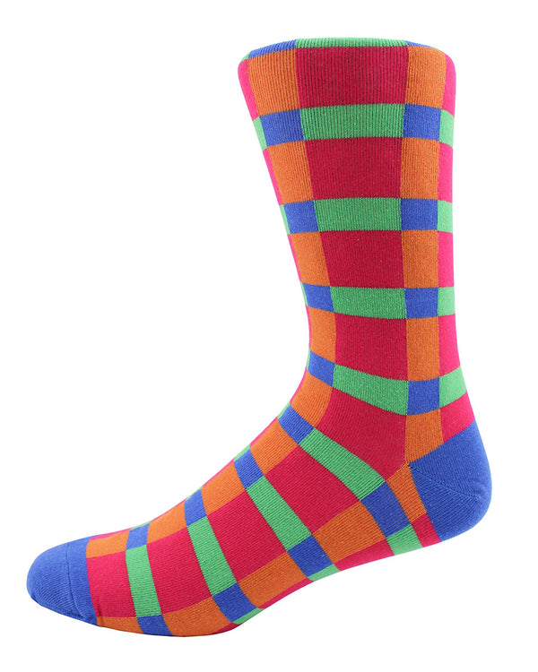 Geometric Square Socks - Orange