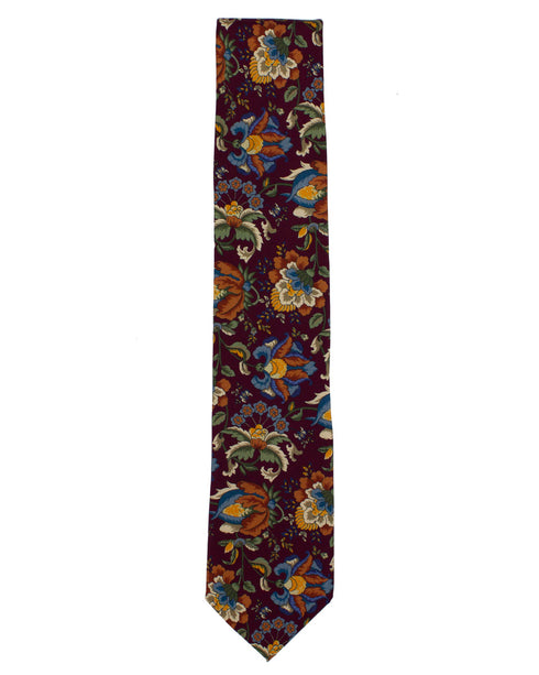 Maroon Floral Silk Tie