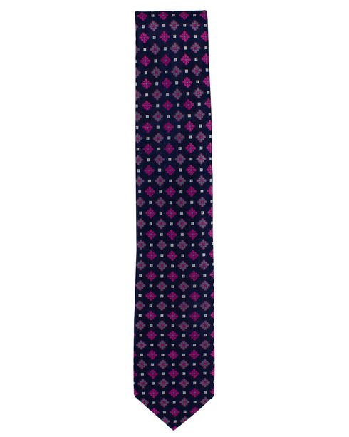 Pink Floral Geometric Silk Tie