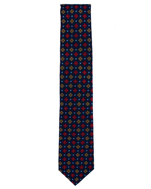 Red Floral Geometric Silk Tie